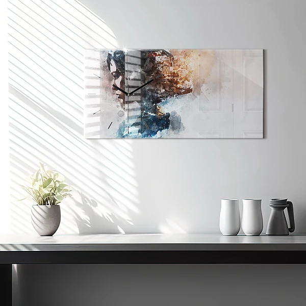 Horizontale Uhr mit motiv Die Vergangenheit im Hinterkopf