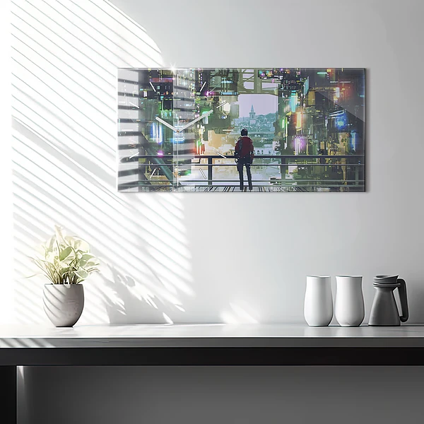 Horizontale Uhr mit motiv Cyber-Punk