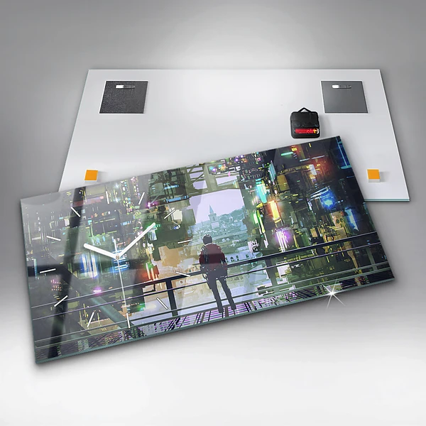 Horizontale Uhr mit motiv Cyber-Punk