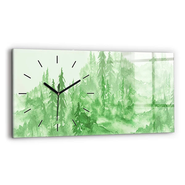 Horizontale Uhr mit motiv Gemälde eines grünen Waldes