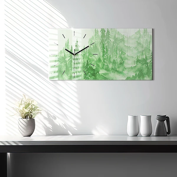 Horizontale Uhr mit motiv Gemälde eines grünen Waldes