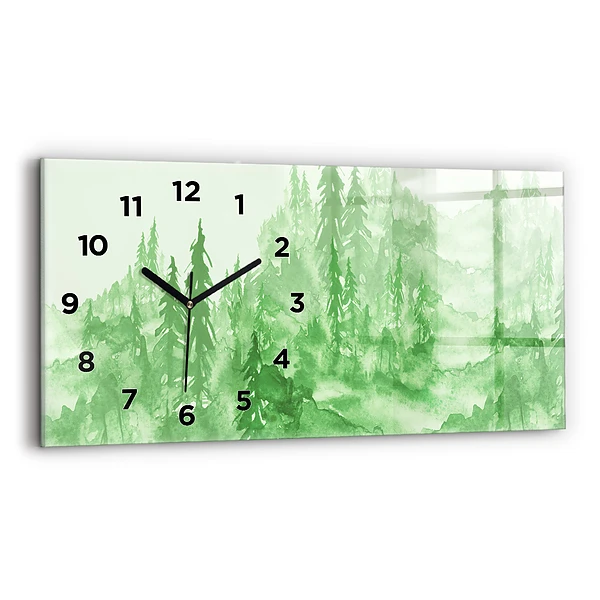 Horizontale Uhr mit motiv Gemälde eines grünen Waldes