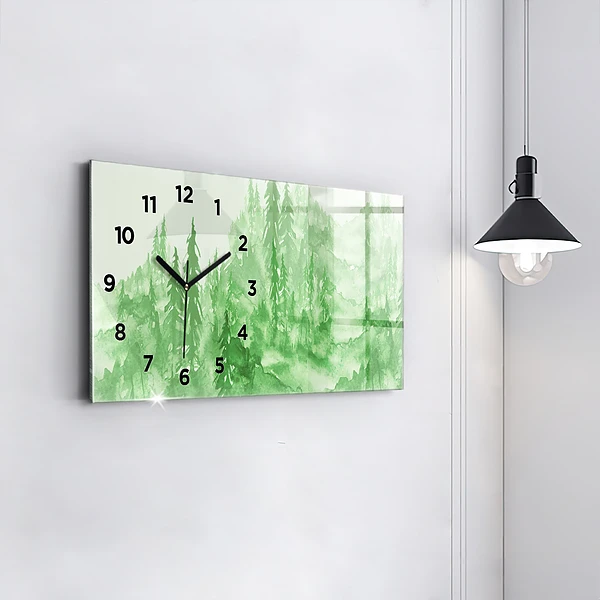 Horizontale Uhr mit motiv Gemälde eines grünen Waldes