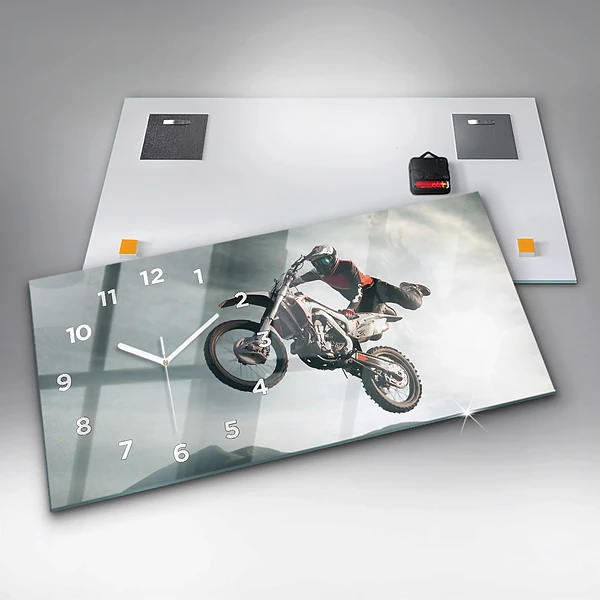 Horizontale Uhr mit motiv Motorrad im Adrenalin-Stil