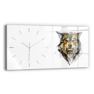 Horizontale Uhr Gezeichnetes Porträt eines Wolfes