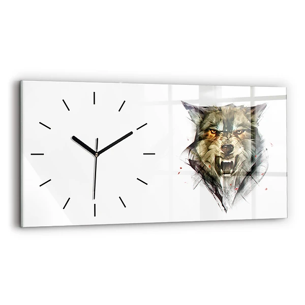 Horizontale Uhr Gezeichnetes Porträt eines Wolfes