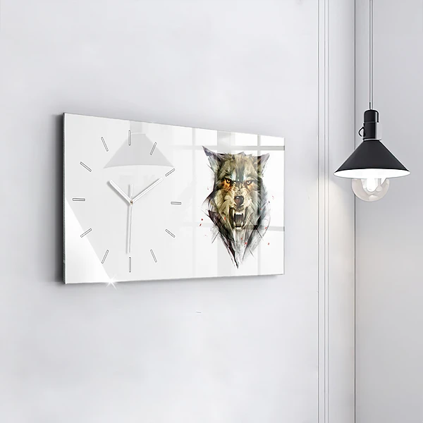 Horizontale Uhr Gezeichnetes Porträt eines Wolfes