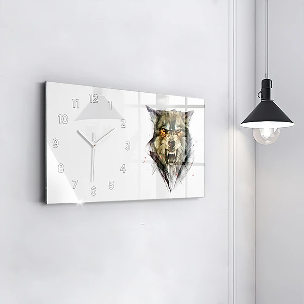 Horizontale Uhr Gezeichnetes Porträt eines Wolfes
