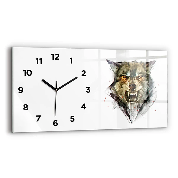 Horizontale Uhr Gezeichnetes Porträt eines Wolfes