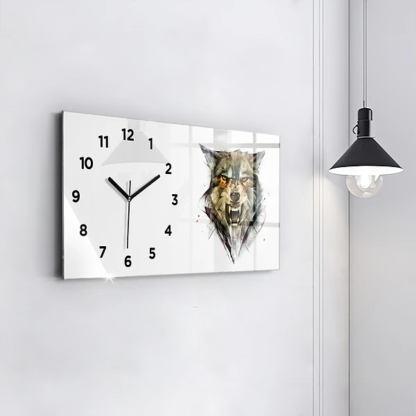 Horizontale Uhr Gezeichnetes Porträt eines Wolfes