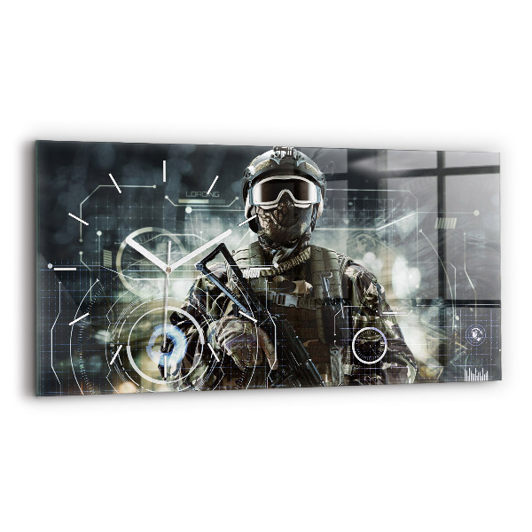 Horizontale Uhr mit motiv Soldat mit einem Gewehr