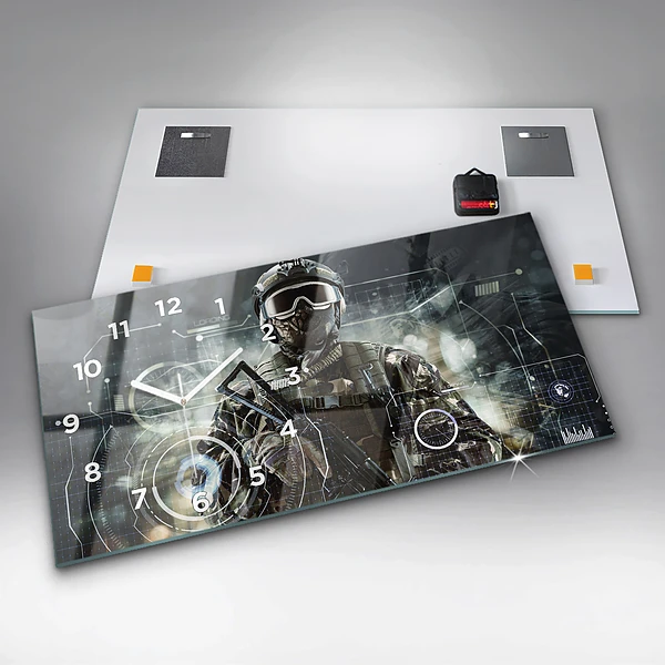 Horizontale Uhr mit motiv Soldat mit einem Gewehr