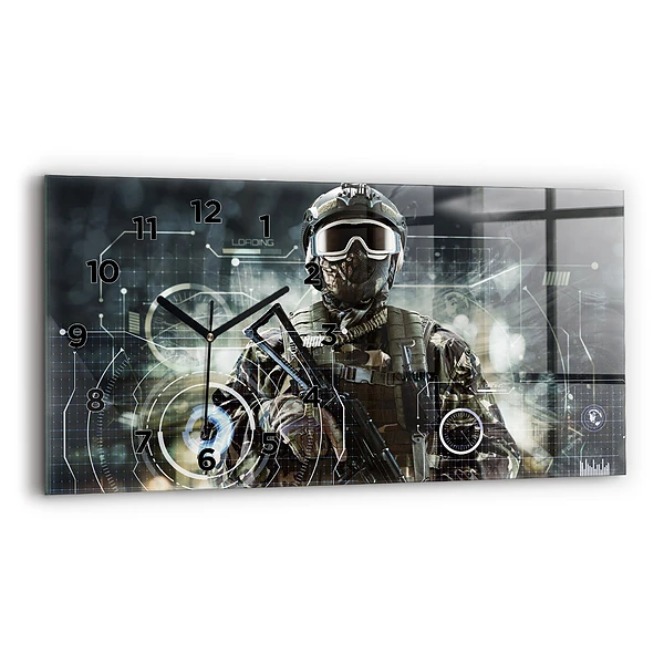 Horizontale Uhr mit motiv Soldat mit einem Gewehr