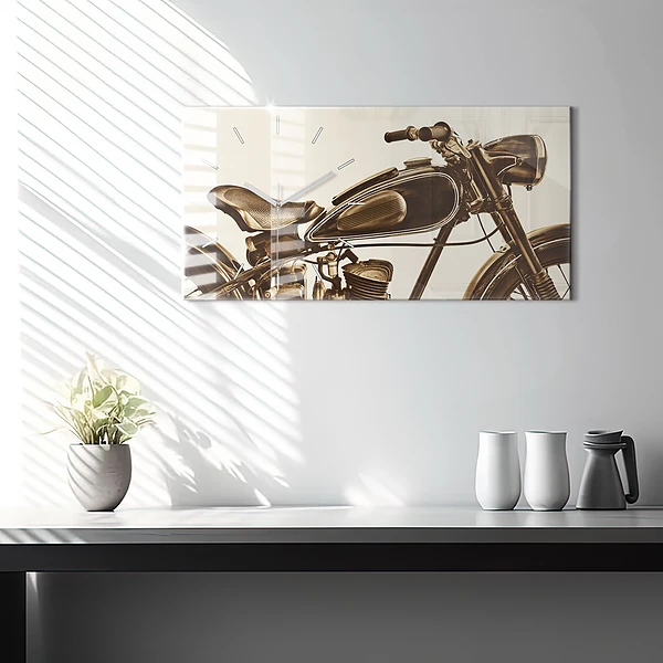 Horizontale Uhr Sepia-Motorrad Vintage