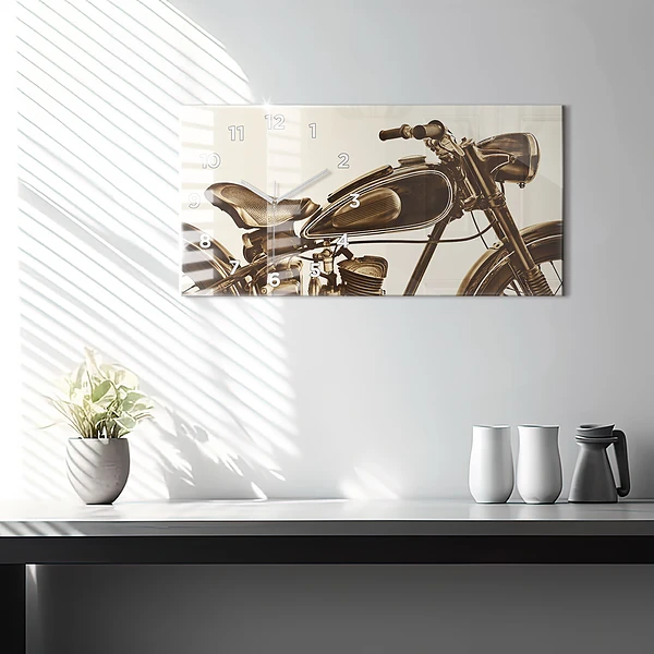 Horizontale Uhr Sepia-Motorrad Vintage