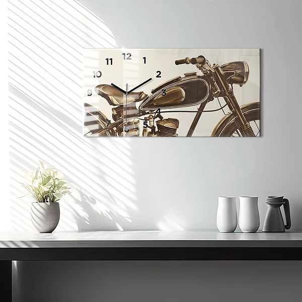 Horizontale Uhr Sepia-Motorrad Vintage