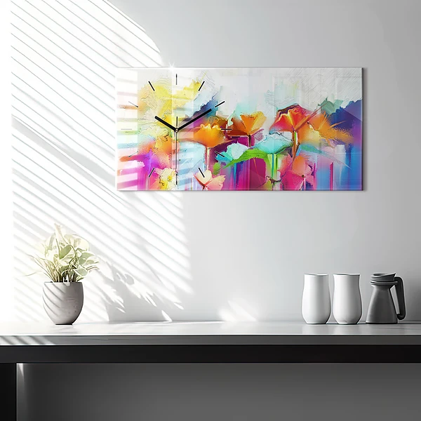 Horizontale Uhr Abstrakte Blumen