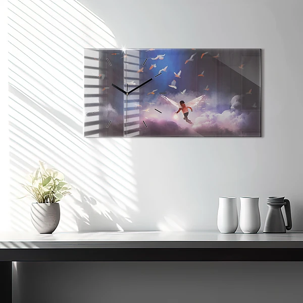 Horizontale Uhr mit motiv Junge mit Flügeln