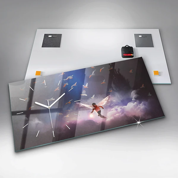Horizontale Uhr mit motiv Junge mit Flügeln