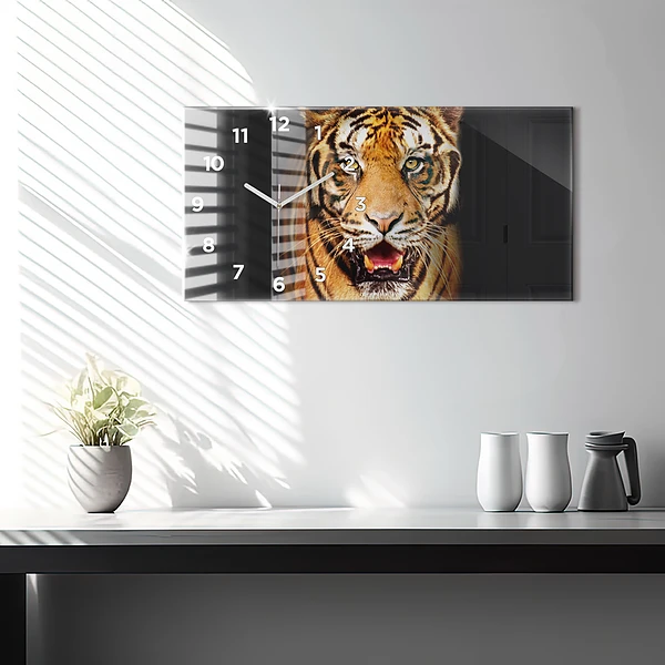 Horizontale Uhr mit motiv Tiger - wildes Auge