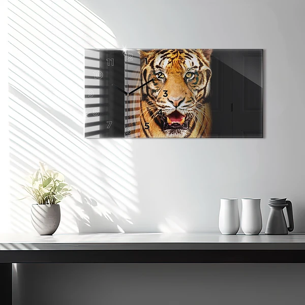 Horizontale Uhr mit motiv Tiger - wildes Auge