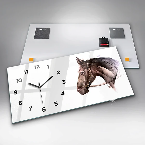 Horizontale Uhr Gemaltes Profil eines Pferdes