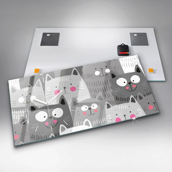 Horizontale Uhr Muster mit Katzen