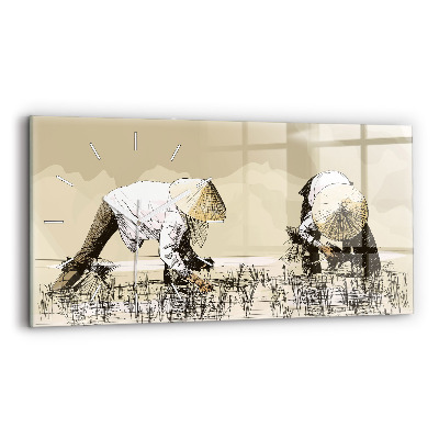 Horizontale Uhr mit motiv Frau pflückt Reis