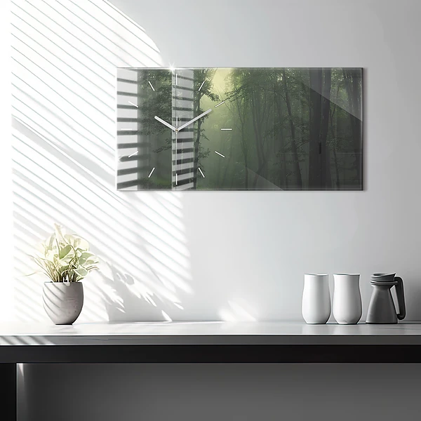 Horizontale Uhr mit motiv Nebliger Wald am Morgen