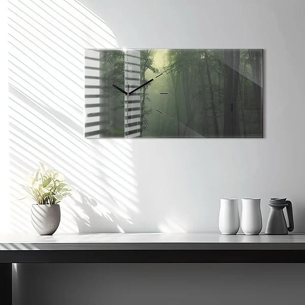 Horizontale Uhr mit motiv Nebliger Wald am Morgen