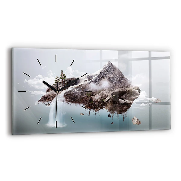 Horizontale Uhr mit motiv Fliegende Insel Wasserfall