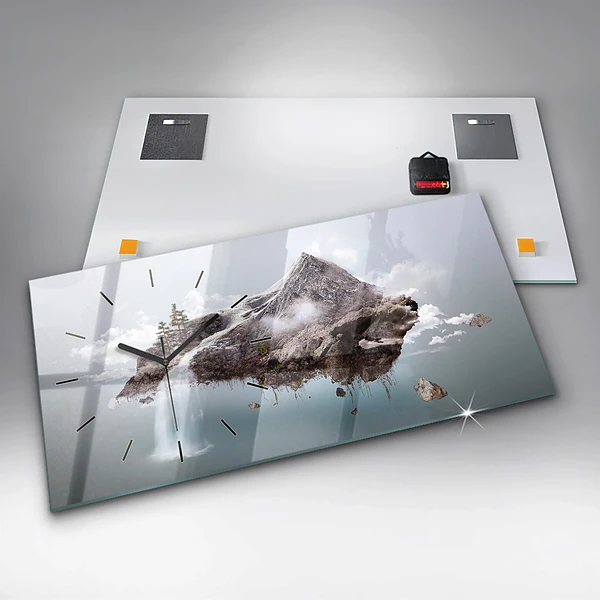 Horizontale Uhr mit motiv Fliegende Insel Wasserfall