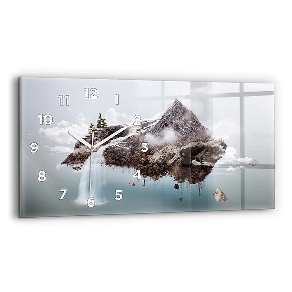 Horizontale Uhr mit motiv Fliegende Insel Wasserfall