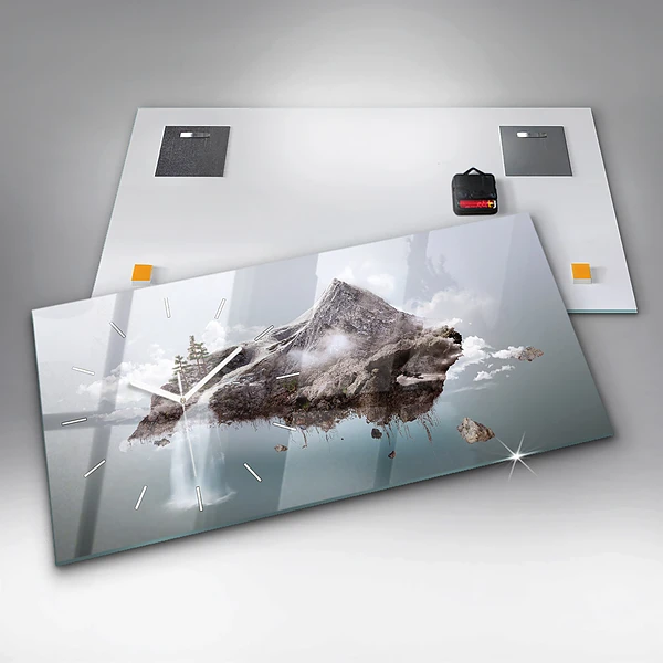 Horizontale Uhr mit motiv Fliegende Insel Wasserfall