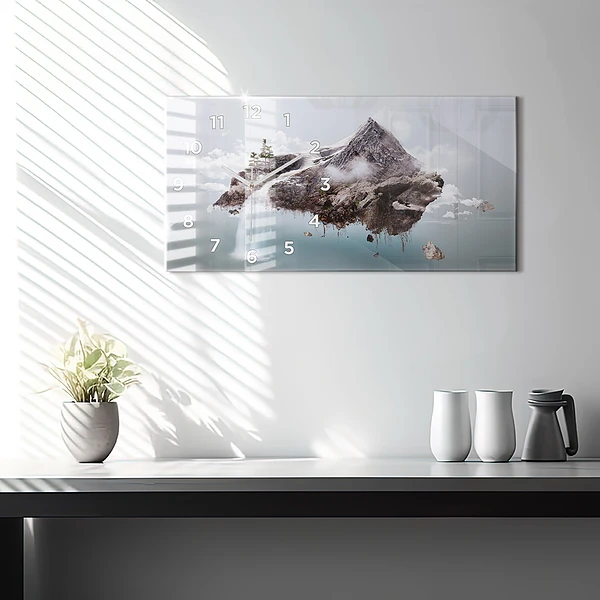 Horizontale Uhr mit motiv Fliegende Insel Wasserfall