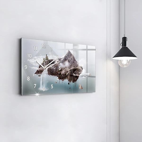Horizontale Uhr mit motiv Fliegende Insel Wasserfall