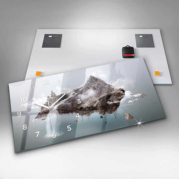 Horizontale Uhr mit motiv Fliegende Insel Wasserfall