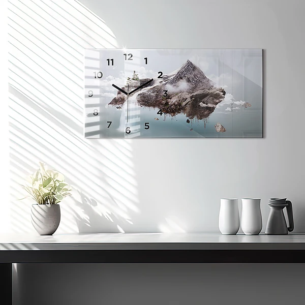 Horizontale Uhr mit motiv Fliegende Insel Wasserfall