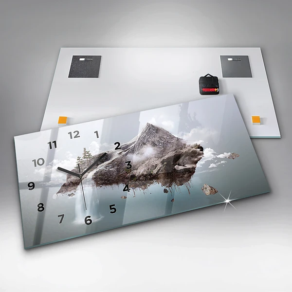 Horizontale Uhr mit motiv Fliegende Insel Wasserfall