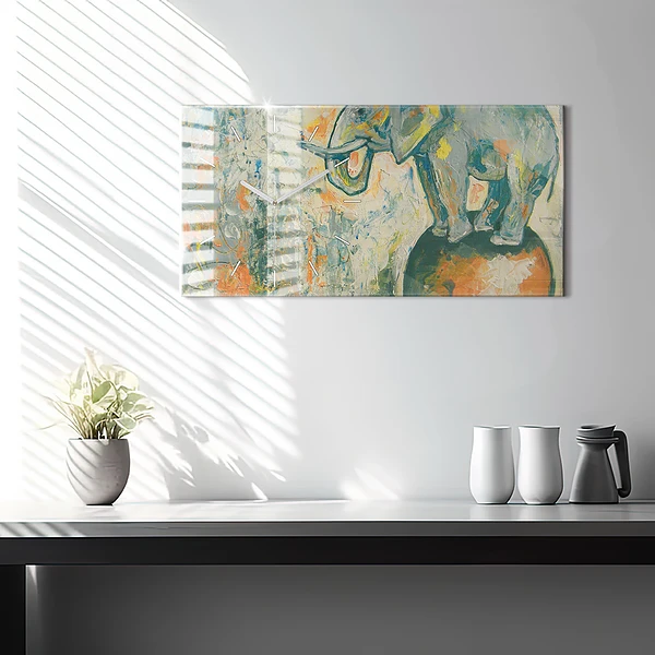 Horizontale Uhr mit motiv Bemalte Elefantenhaltung