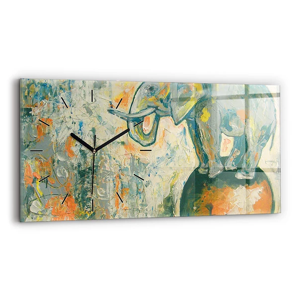 Horizontale Uhr mit motiv Bemalte Elefantenhaltung