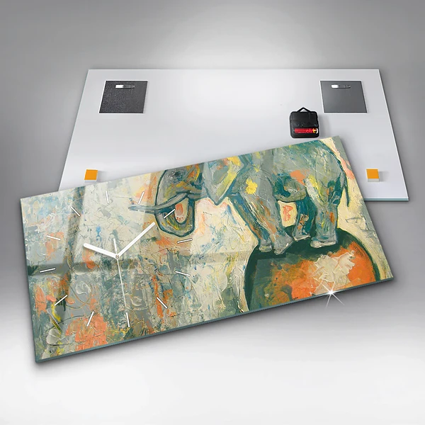 Horizontale Uhr mit motiv Bemalte Elefantenhaltung