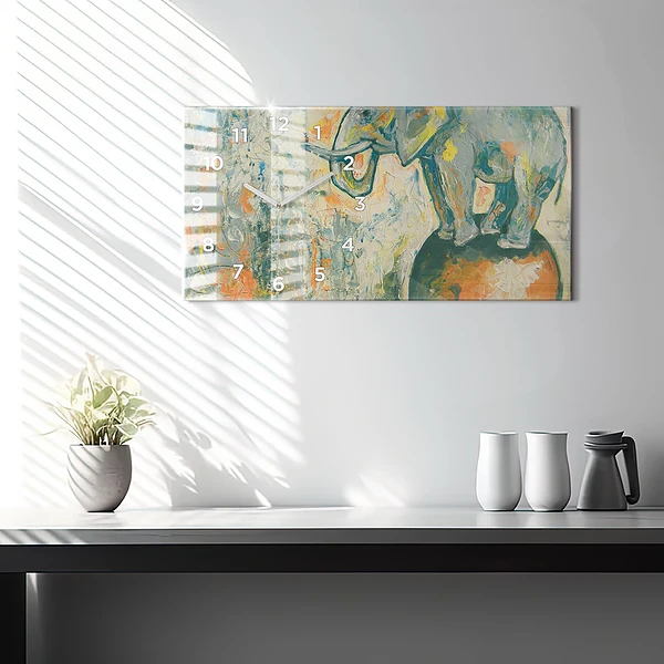 Horizontale Uhr mit motiv Bemalte Elefantenhaltung