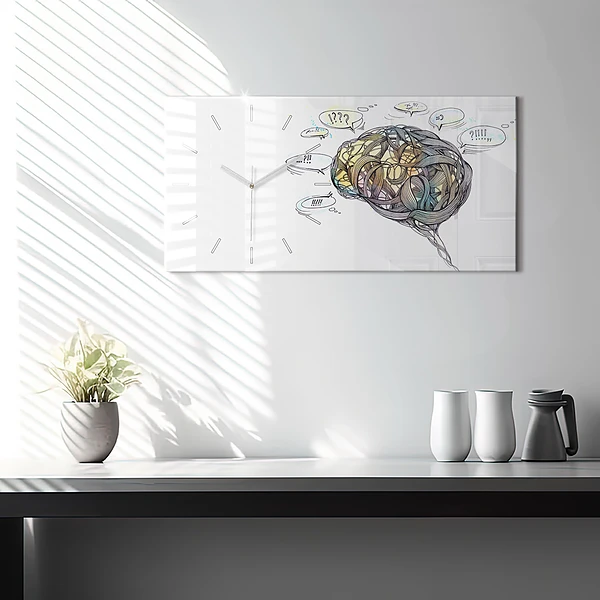 Horizontale Uhr mit motiv Künstlerische Darstellung des Gehirns