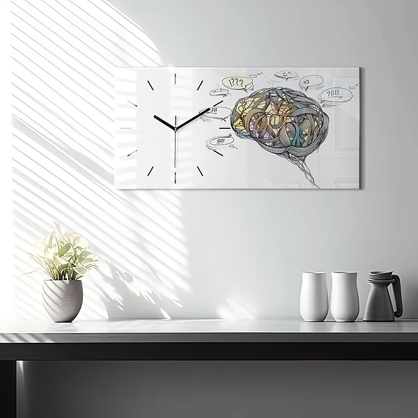 Horizontale Uhr mit motiv Künstlerische Darstellung des Gehirns