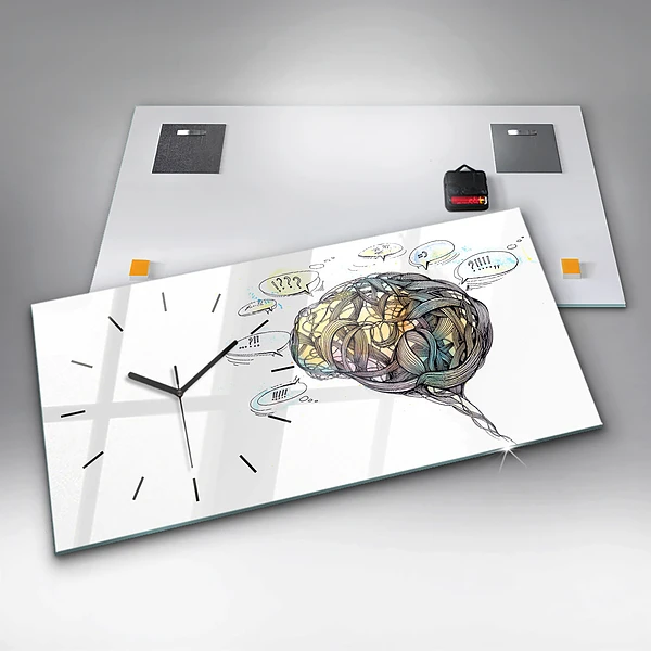 Horizontale Uhr mit motiv Künstlerische Darstellung des Gehirns