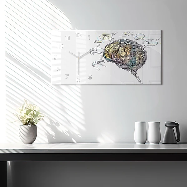 Horizontale Uhr mit motiv Künstlerische Darstellung des Gehirns