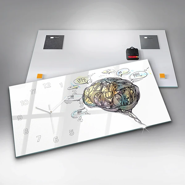 Horizontale Uhr mit motiv Künstlerische Darstellung des Gehirns