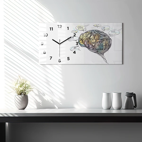 Horizontale Uhr mit motiv Künstlerische Darstellung des Gehirns