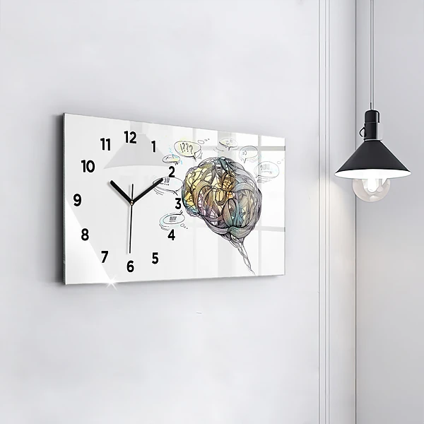 Horizontale Uhr mit motiv Künstlerische Darstellung des Gehirns